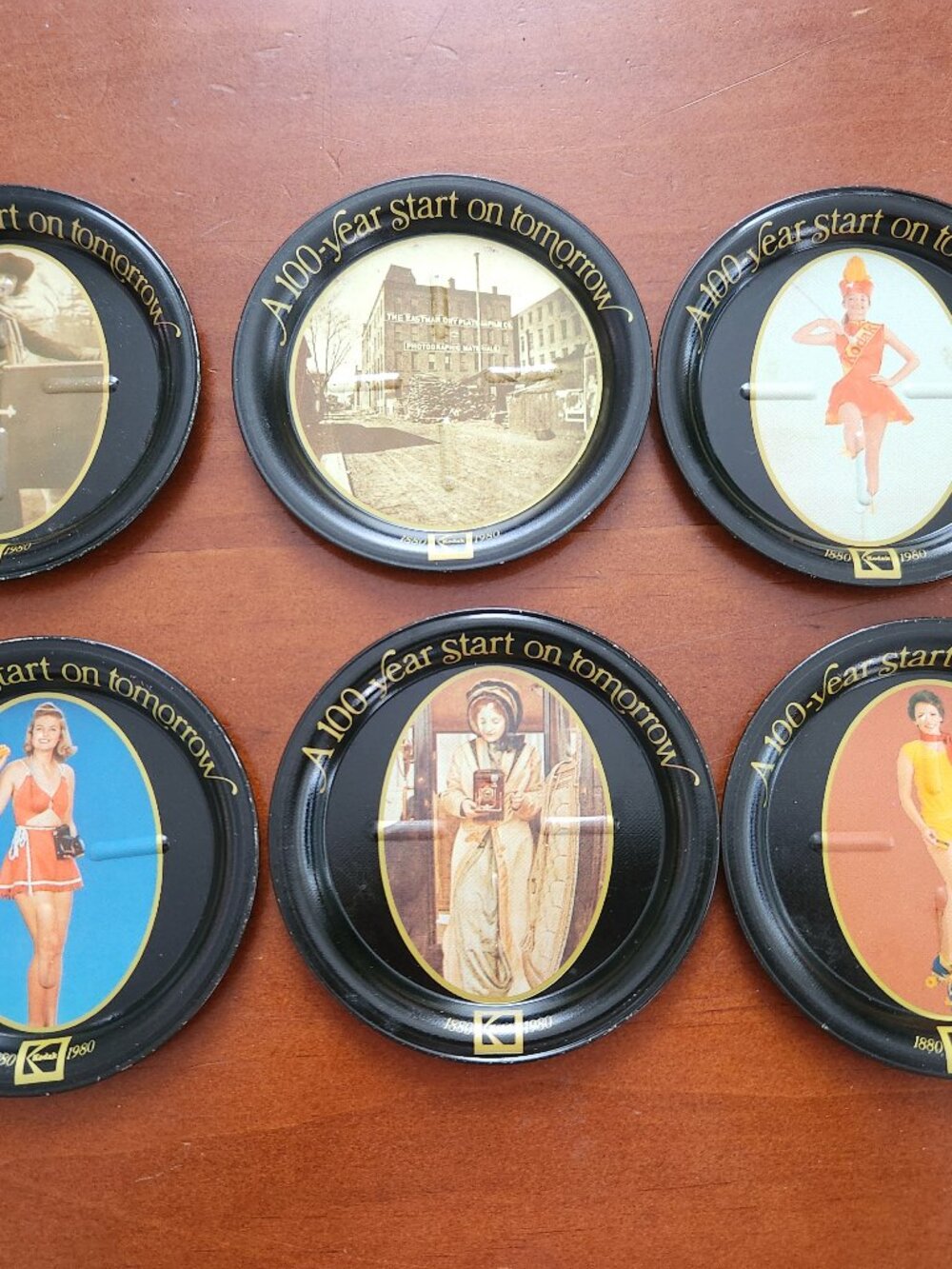 Set Of 6 Vintage Kodak Coaster 100th Anniversary Summer Girl Film Souvenir